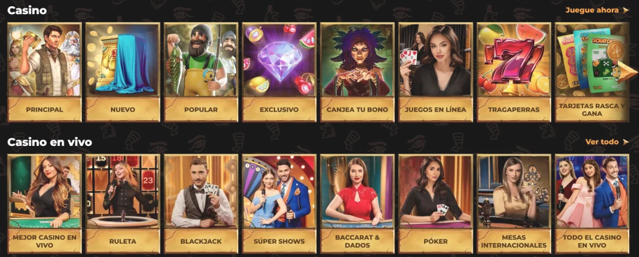 Selección de juegos en el casino AmunRa